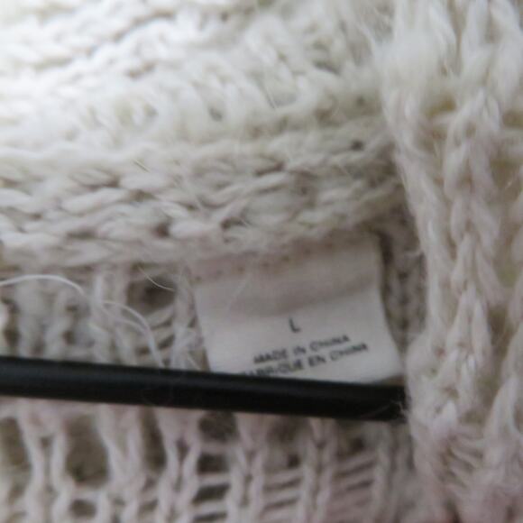Sleeping on Snow Womens L Beige Wool Mohair Blend Knit Open Front Hood Cardigan - Picture 6 of 7